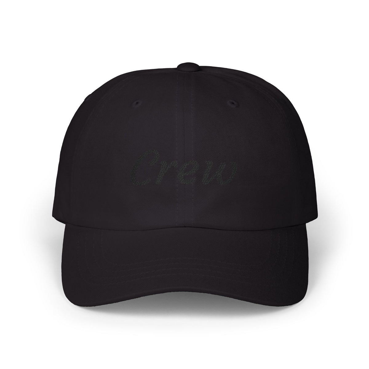 Crew Embroidered Dad Cap - Classic White Adjustable Baseball Hat Hats Printify Black One size
