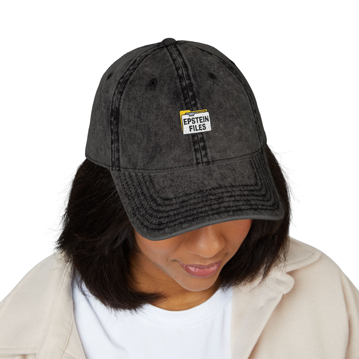Embroidered Vintage Cap — "Epstein Files" Patch Dad Hat Hats Printify
