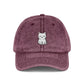 Vintage Embroidered Kitten Cap - Washed Red Dad Hat Hats Printify One size Maroon