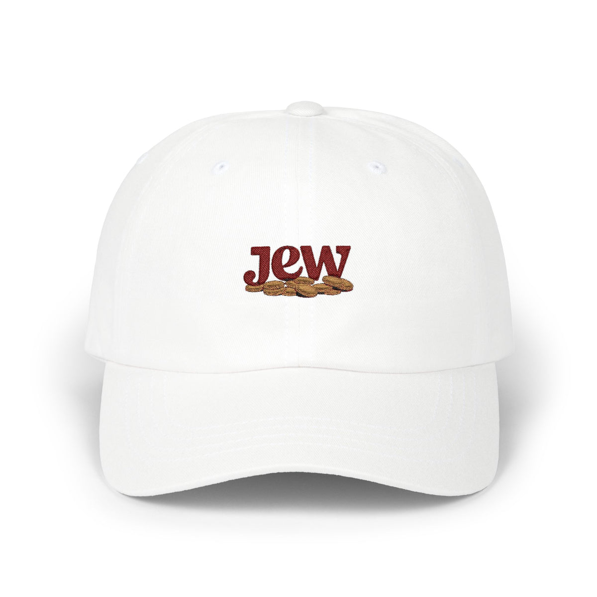 Embroidered 'Jew' Dad Cap — Casual Pride Baseball Hat Hats Printify White One size