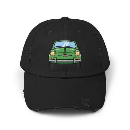 Distressed Cap — Retro Green Car Graphic Hat Hats Printify Black One size