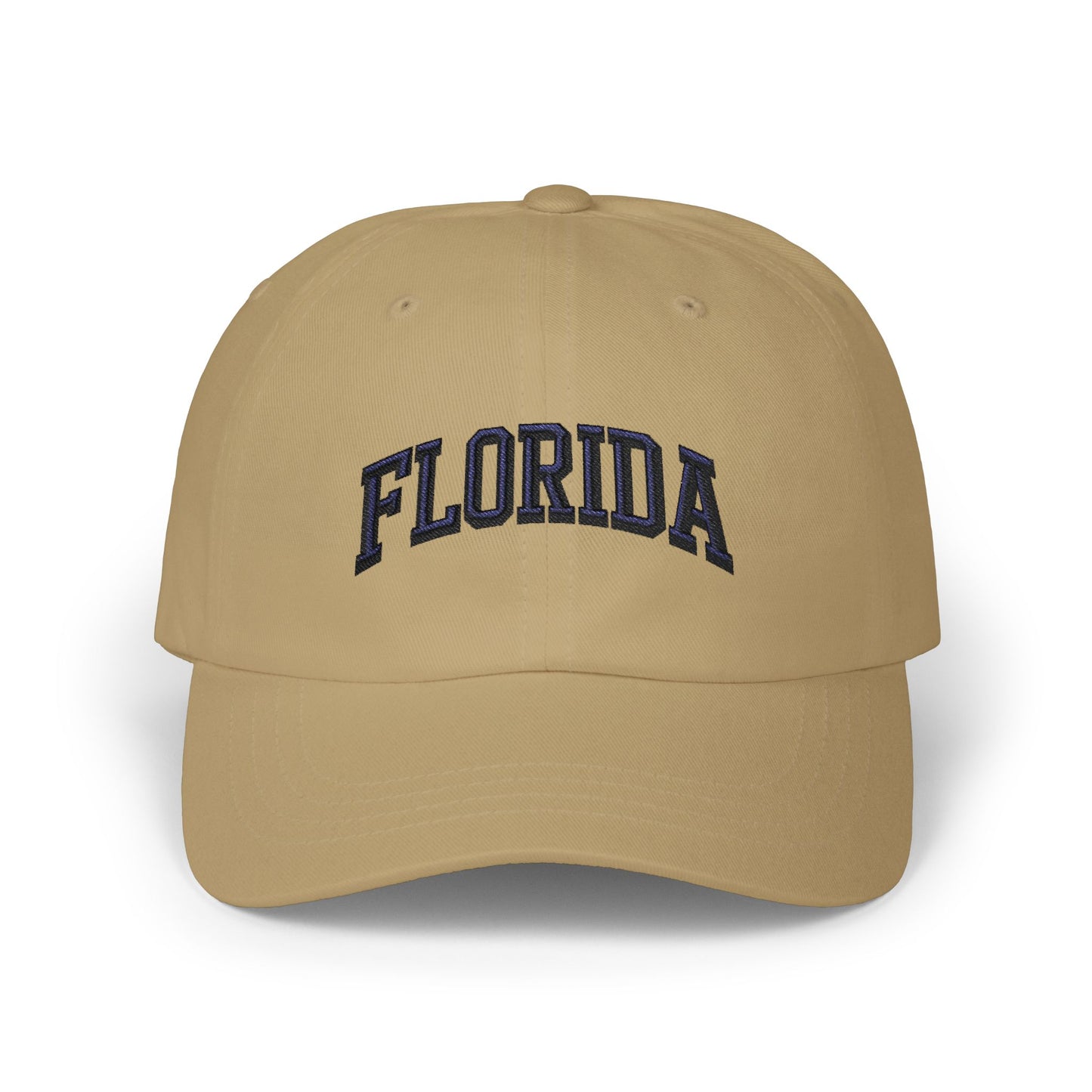 Florida Embroidered Dad Cap — Classic White Baseball Hat Hats Printify Khaki One size