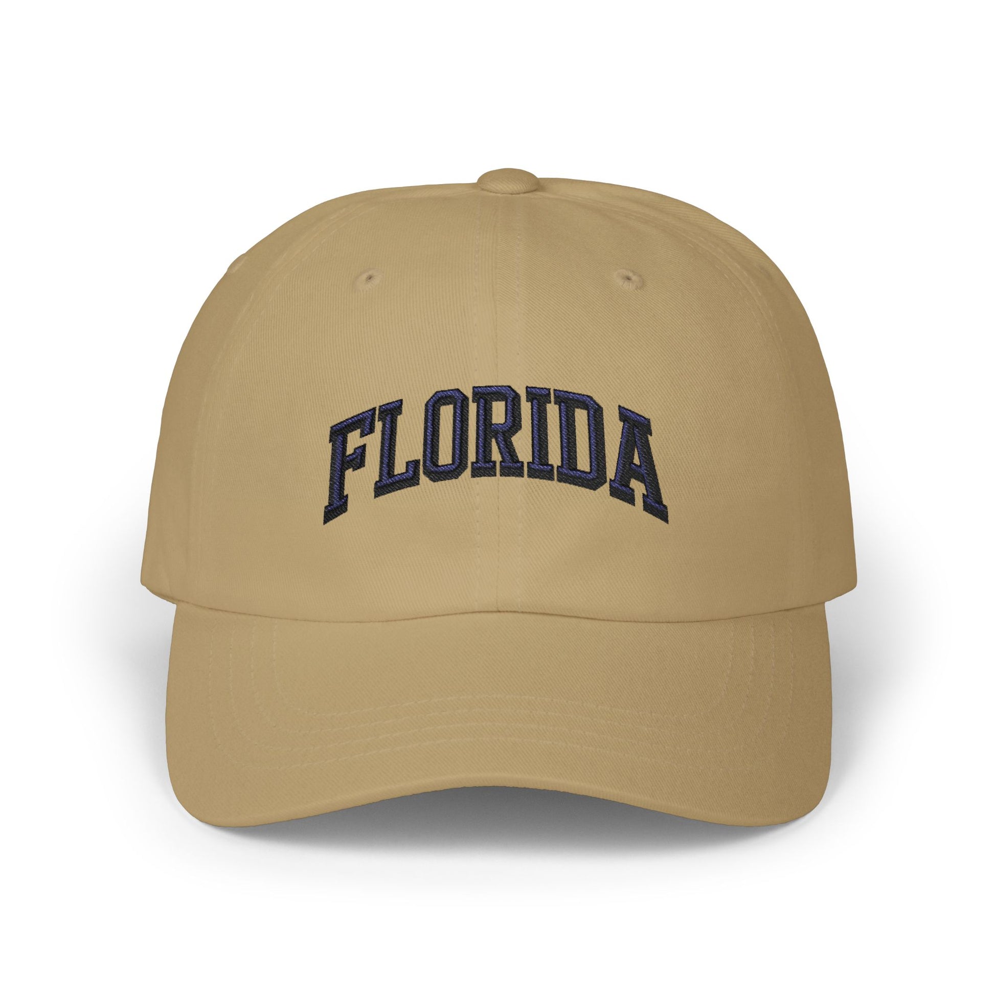 Florida Embroidered Dad Cap — Classic White Baseball Hat Hats Printify Khaki One size