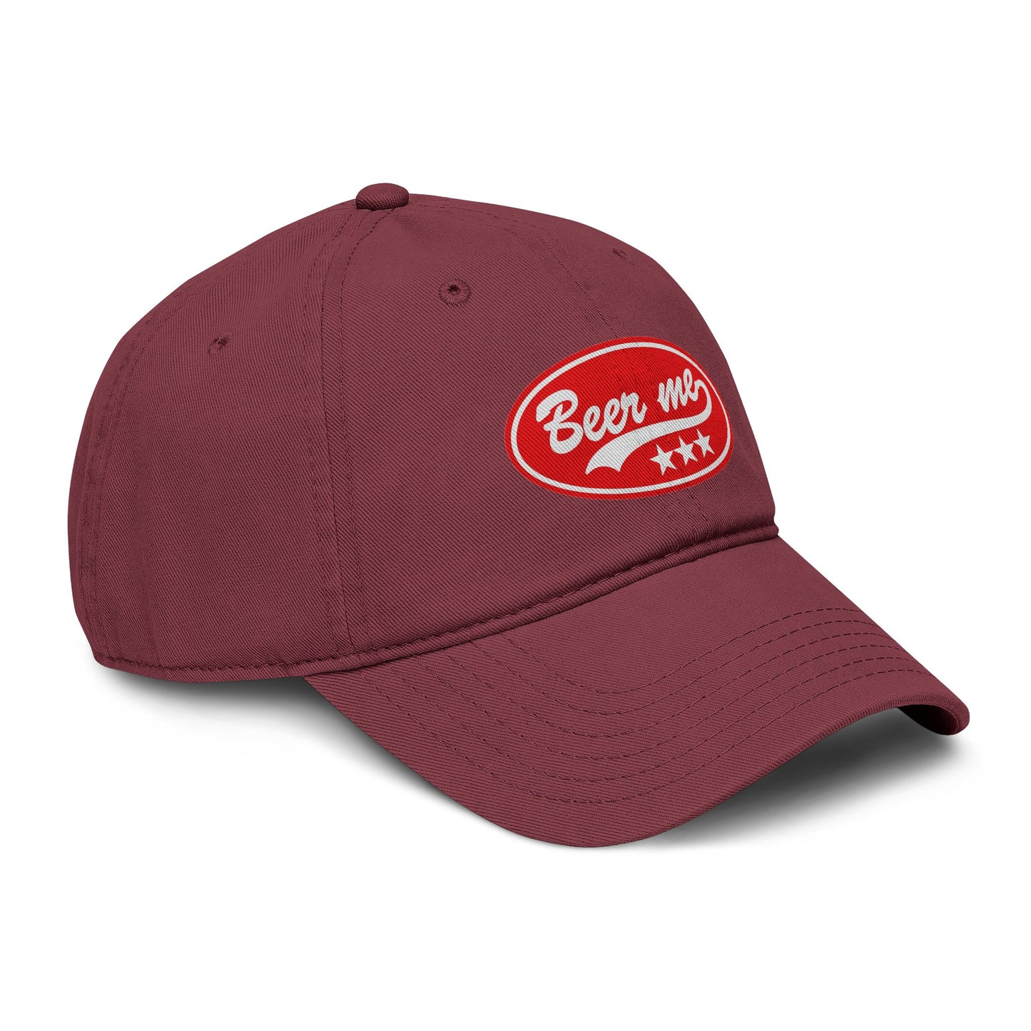 Beer Me Baseball Cap — Vintage Washed Hat with Red Patch