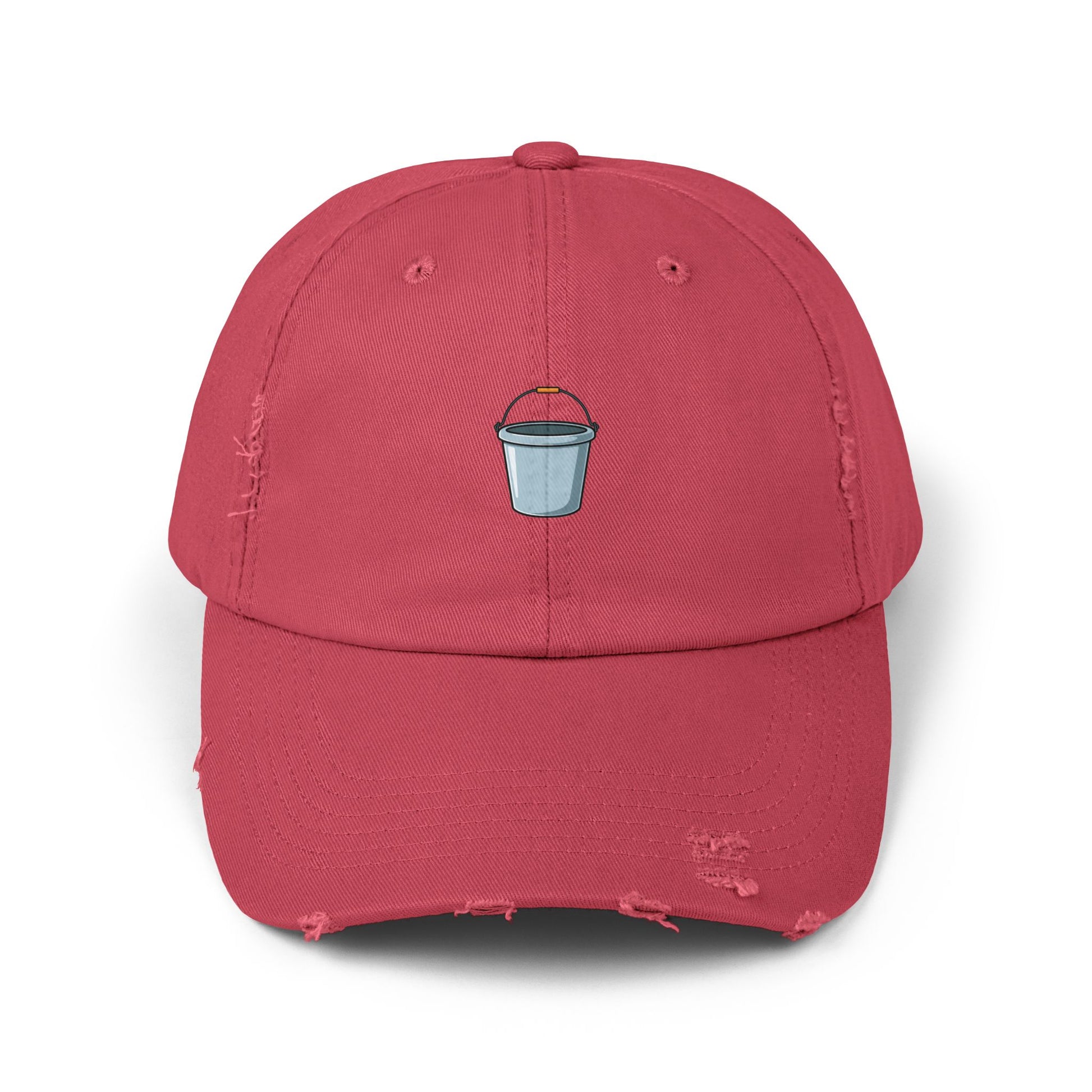 Distressed Bucket Hat — Embroidered Ice Bucket Design Cap Hats Printify Dashing Red One size