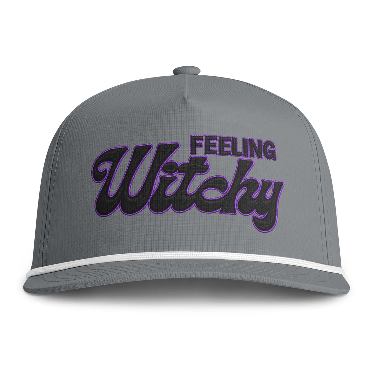 Feeling Witchy Rope Cap – Halloween Embroidered Hat Hats Printify Granite Adjustable