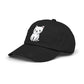 Distressed Black Cap with Cute White Cat Graphic Hats Printify