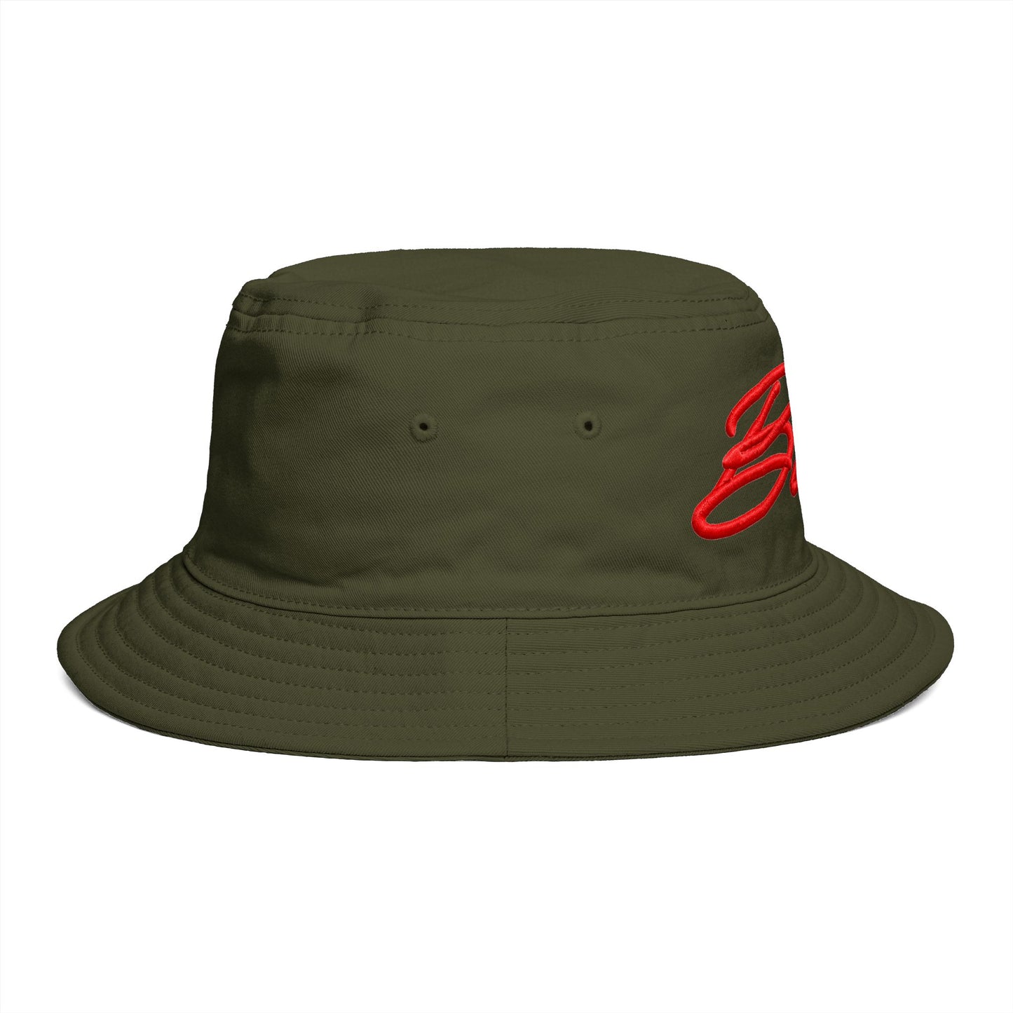Bucket Hat — Retro Script 'Bucketd' Embroidered Brown Summer Hat