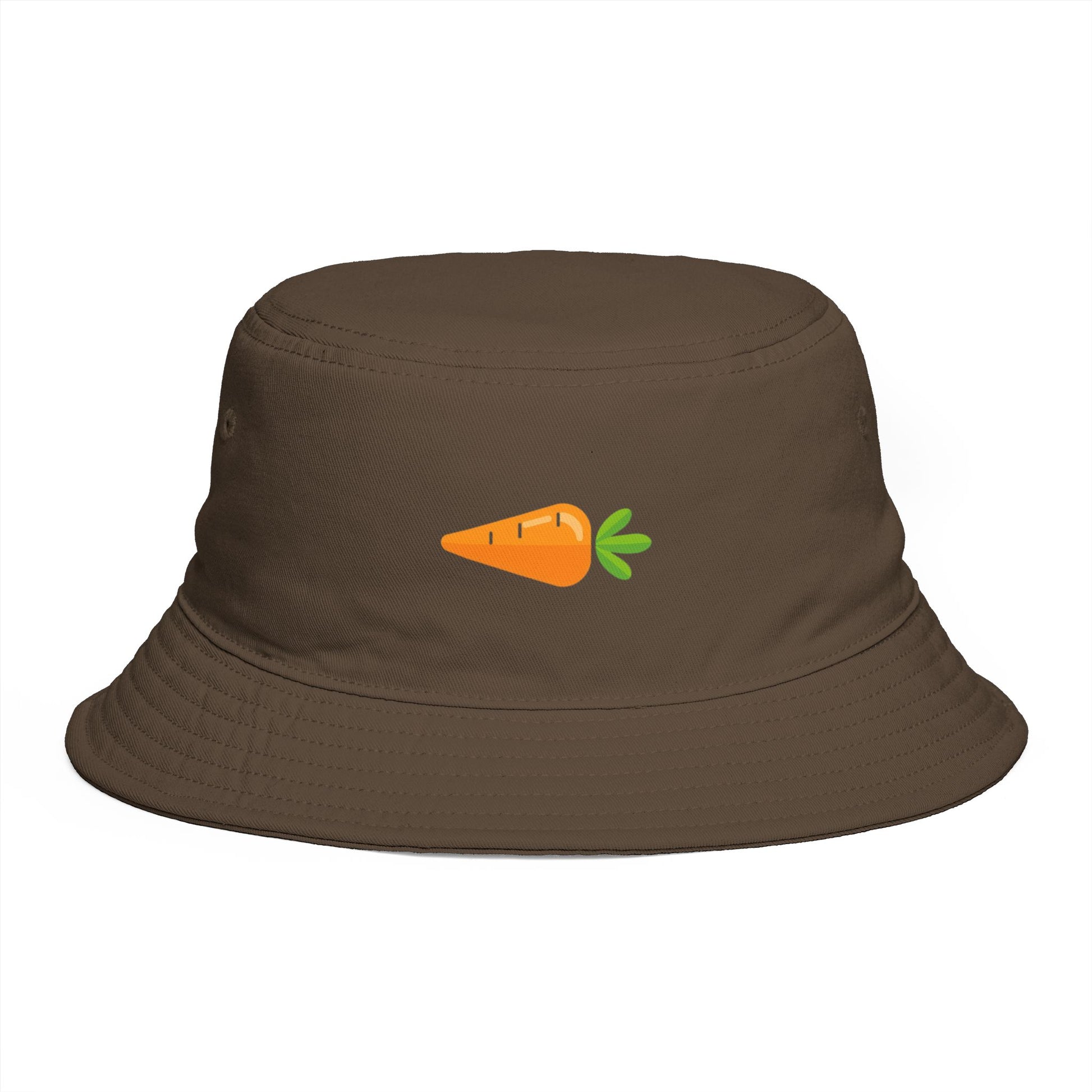 Carrot Emoji Bucket Hat — Cute Vegetable Graphic Summer Hat Hats Printify One size Walnut