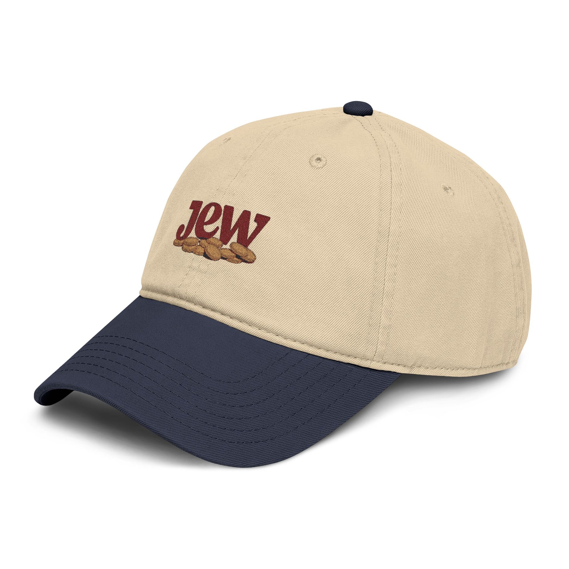 Embroidered "Jew" Challah Bread Washed Baseball Cap Hats Printify