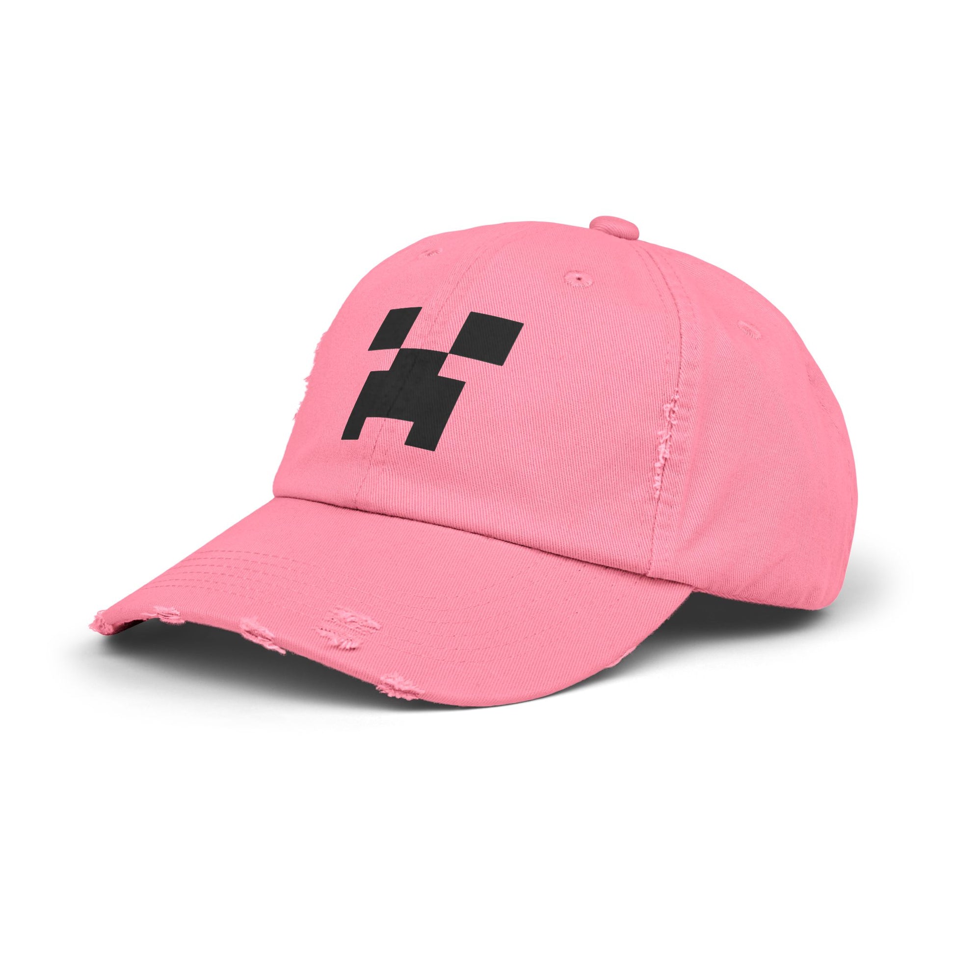 Pixel Monster Face Cap | Distressed Baseball Hat Hats Printify