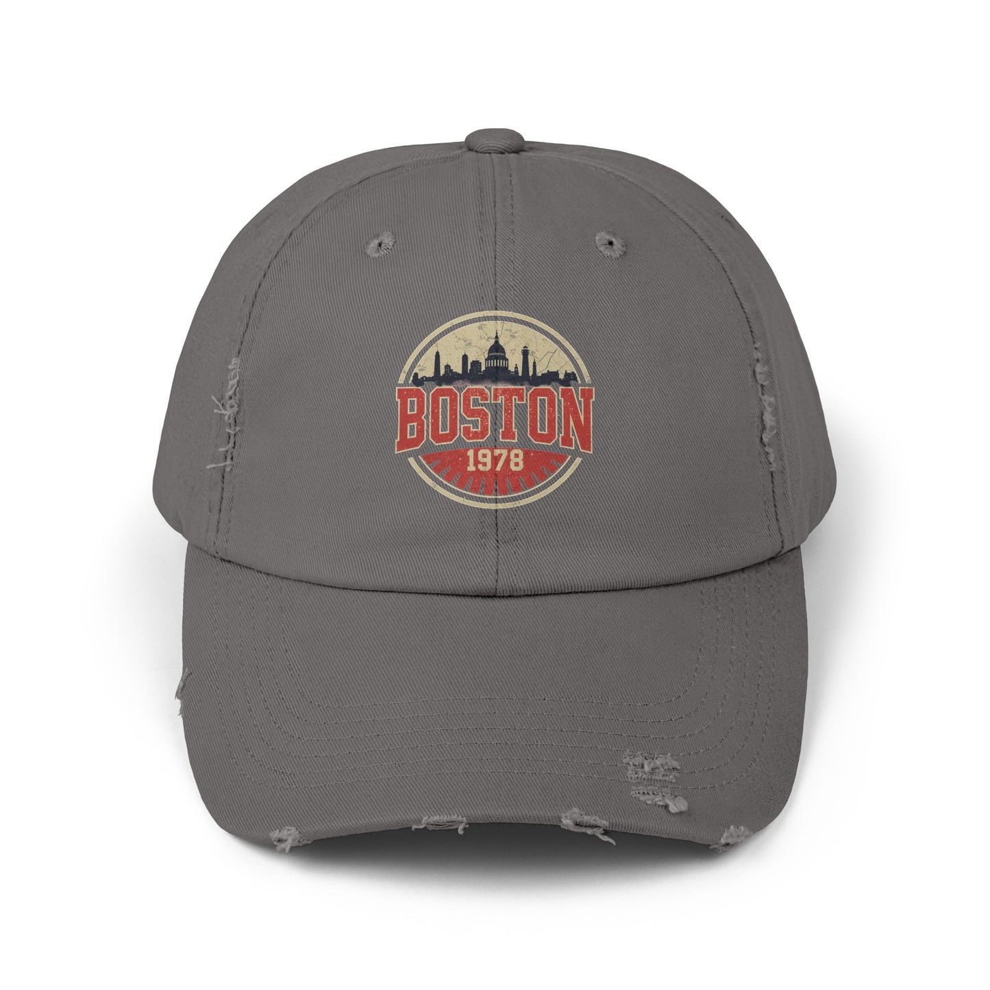 Boston Distressed Cap - Vintage City Skyline Dad Hat (1978)