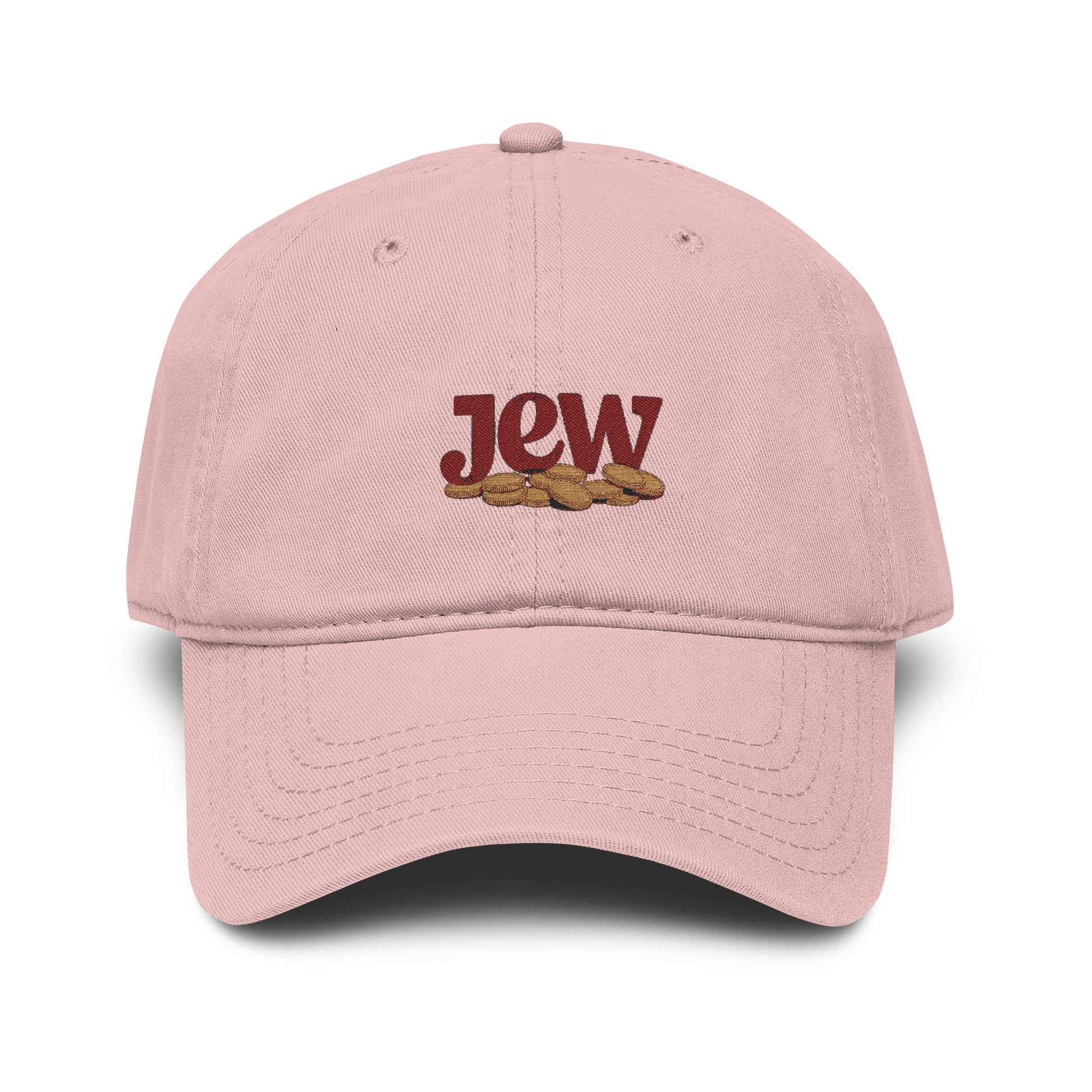 Embroidered "Jew" Challah Bread Washed Baseball Cap Hats Printify One size Dusty Rose