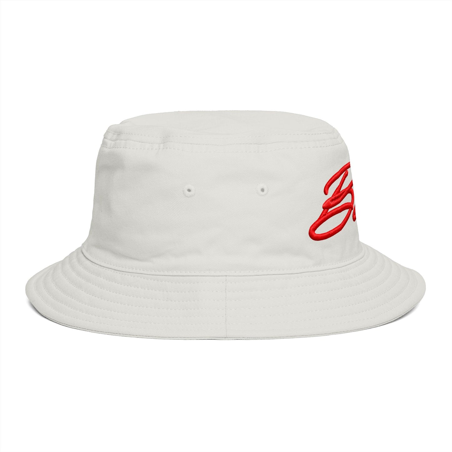 Bucket Hat — Retro Script 'Bucketd' Embroidered Brown Summer Hat