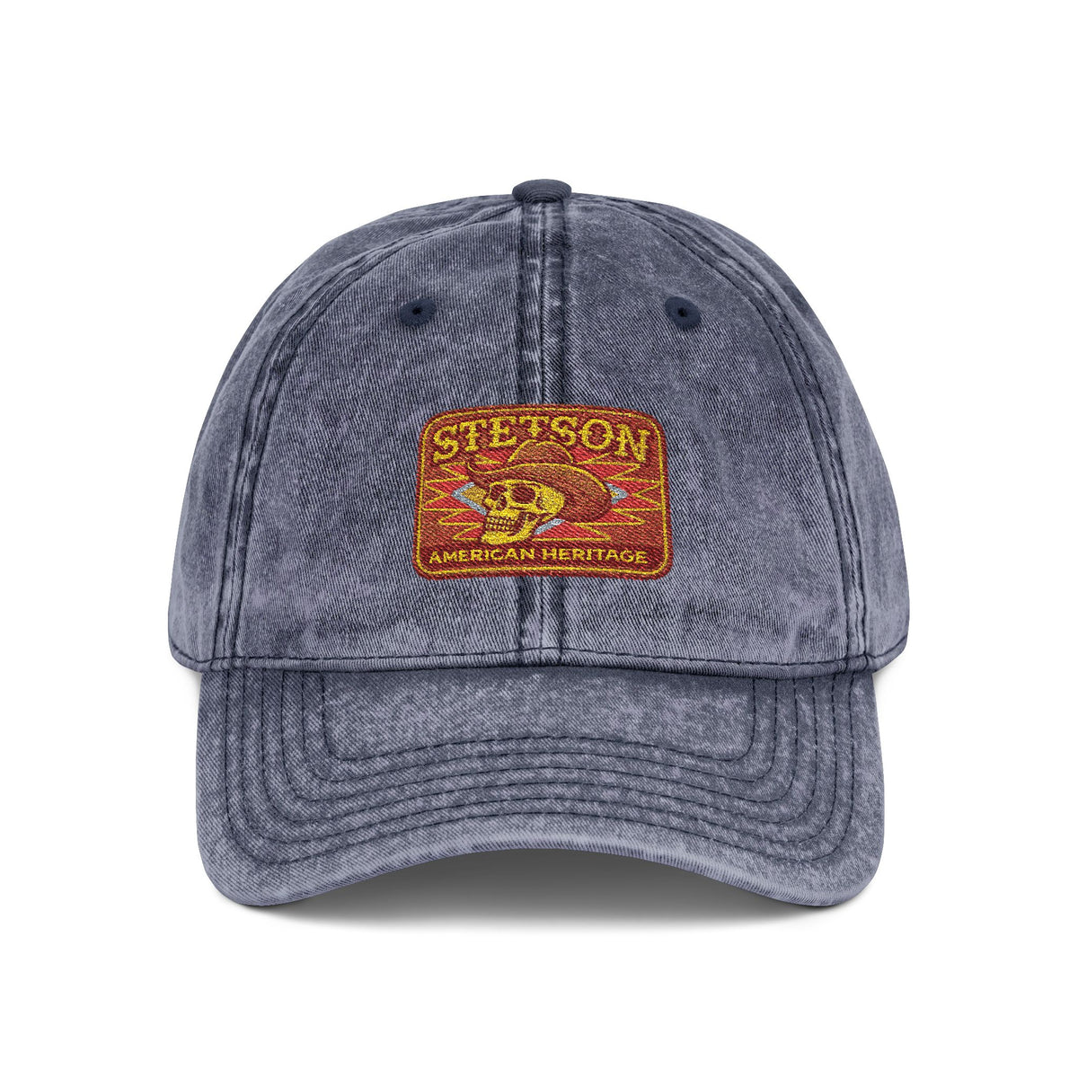 Vintage Embroidered Stetson Patch Cap — Washed Red Baseball Hat Hats Printify One size Navy