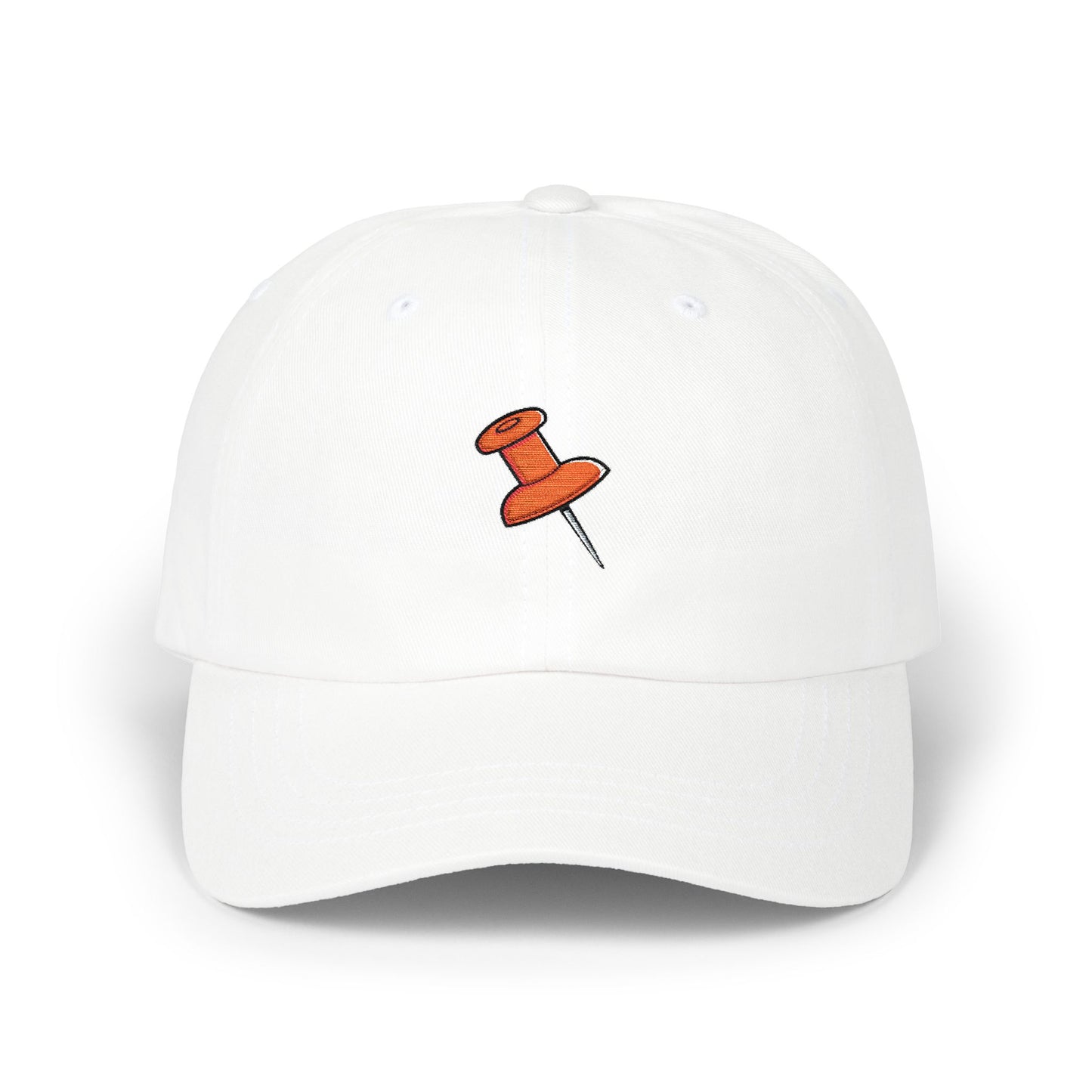 Embroidered Pushpin Dad Cap – Minimal Retro Office Hat Hats Printify White One size