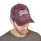 Vintage Embroidered Texas Cap — Distressed Red Baseball Hat Hats Printify