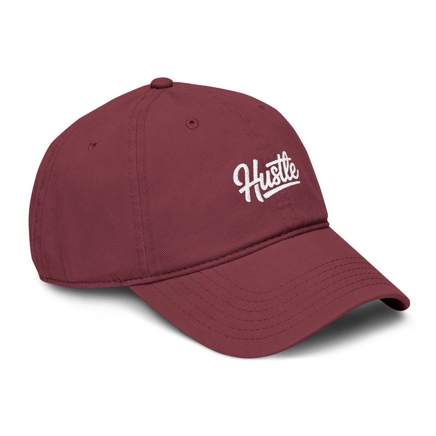 Hustle Washed Baseball Cap — Vintage Script Embroidered Hat