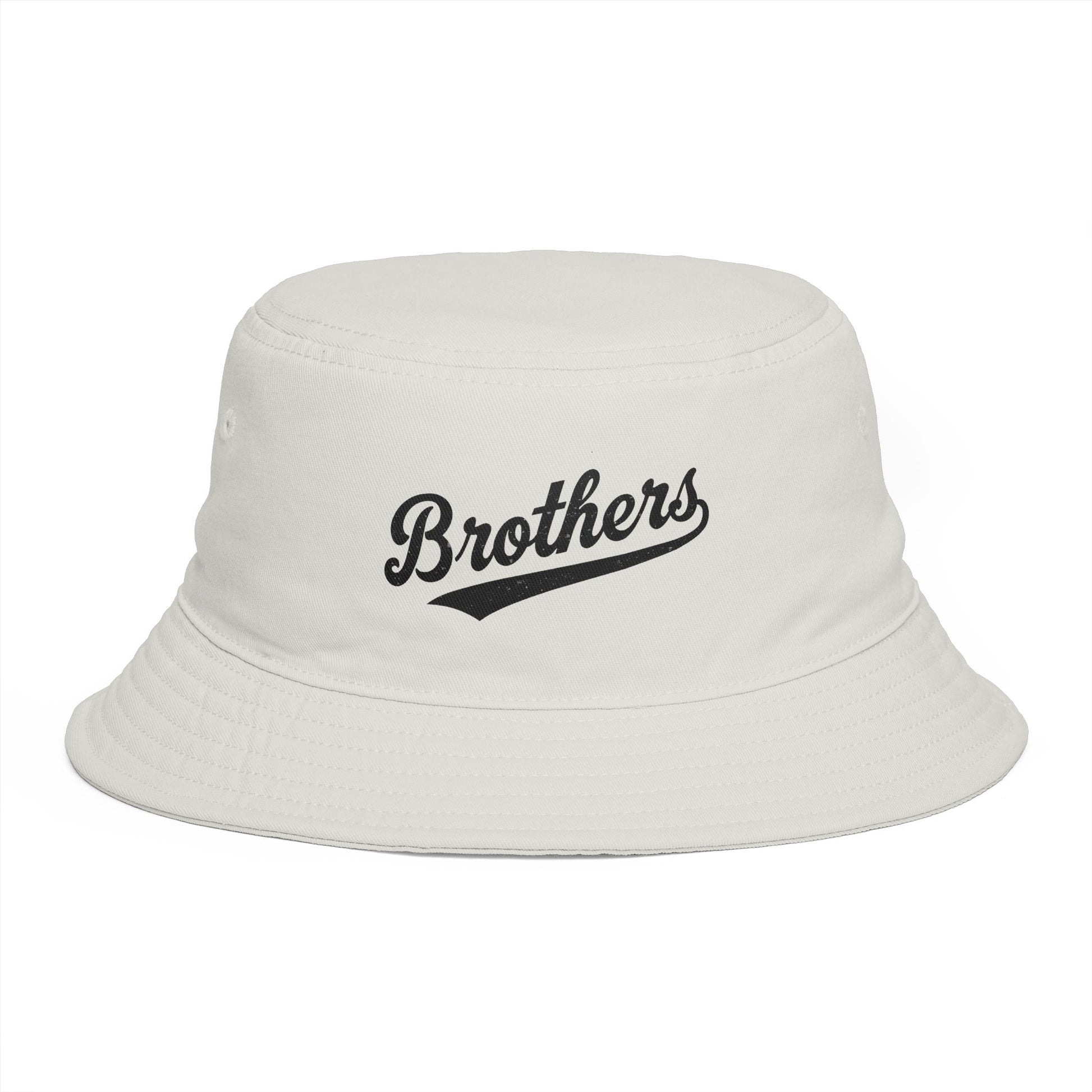 Brothers Script Brown Bucket Hat — Casual Retro Dad Hat for Siblings & Crew Hats Printify One size Ecru