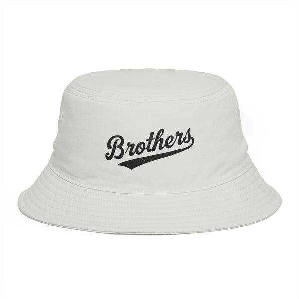Brothers Script Brown Bucket Hat — Casual Retro Dad Hat for Siblings & Crew Hats Printify One size Ecru