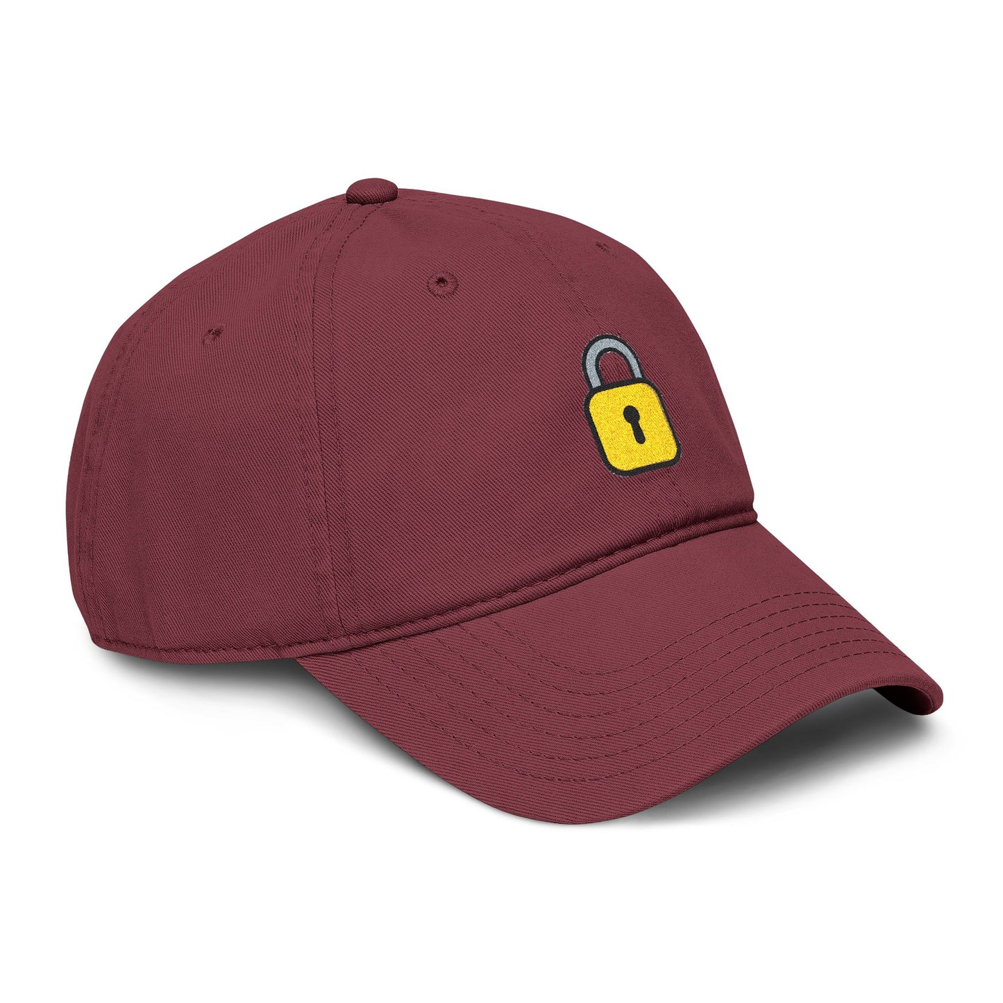 Embroidered Yellow Padlock Baseball Cap — Washed Cotton Dad Hat