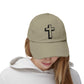 Distressed Black Cross Cap — Vintage Christian Baseball Hat Hats Printify