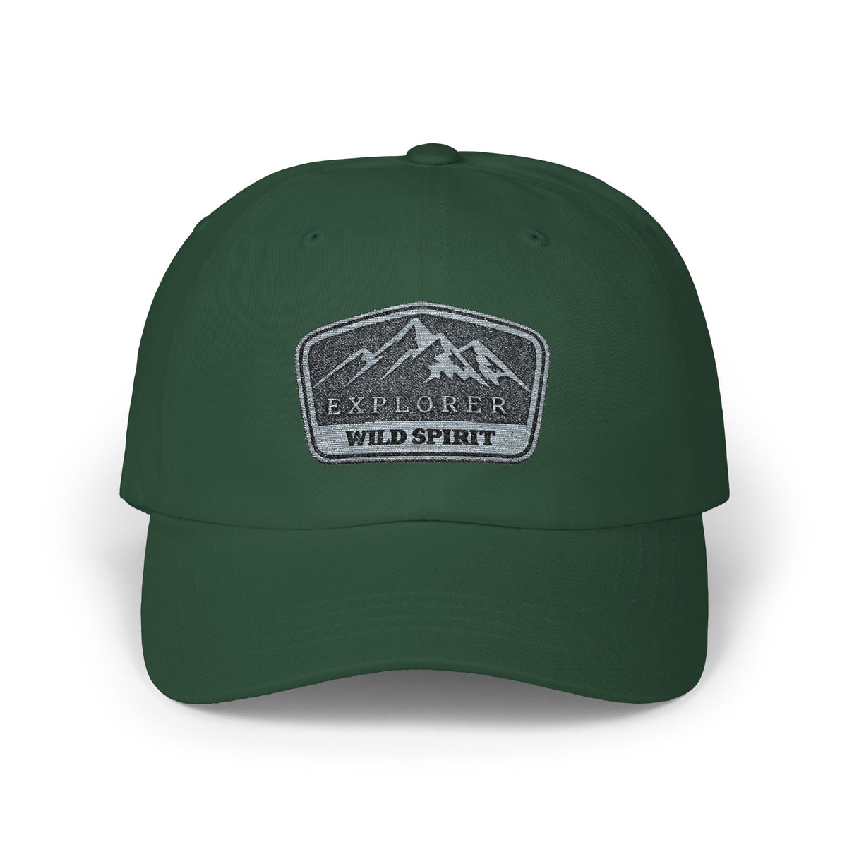 Explorer Wild Spirit Dad Cap — Embroidered Mountain Patch Baseball Hat