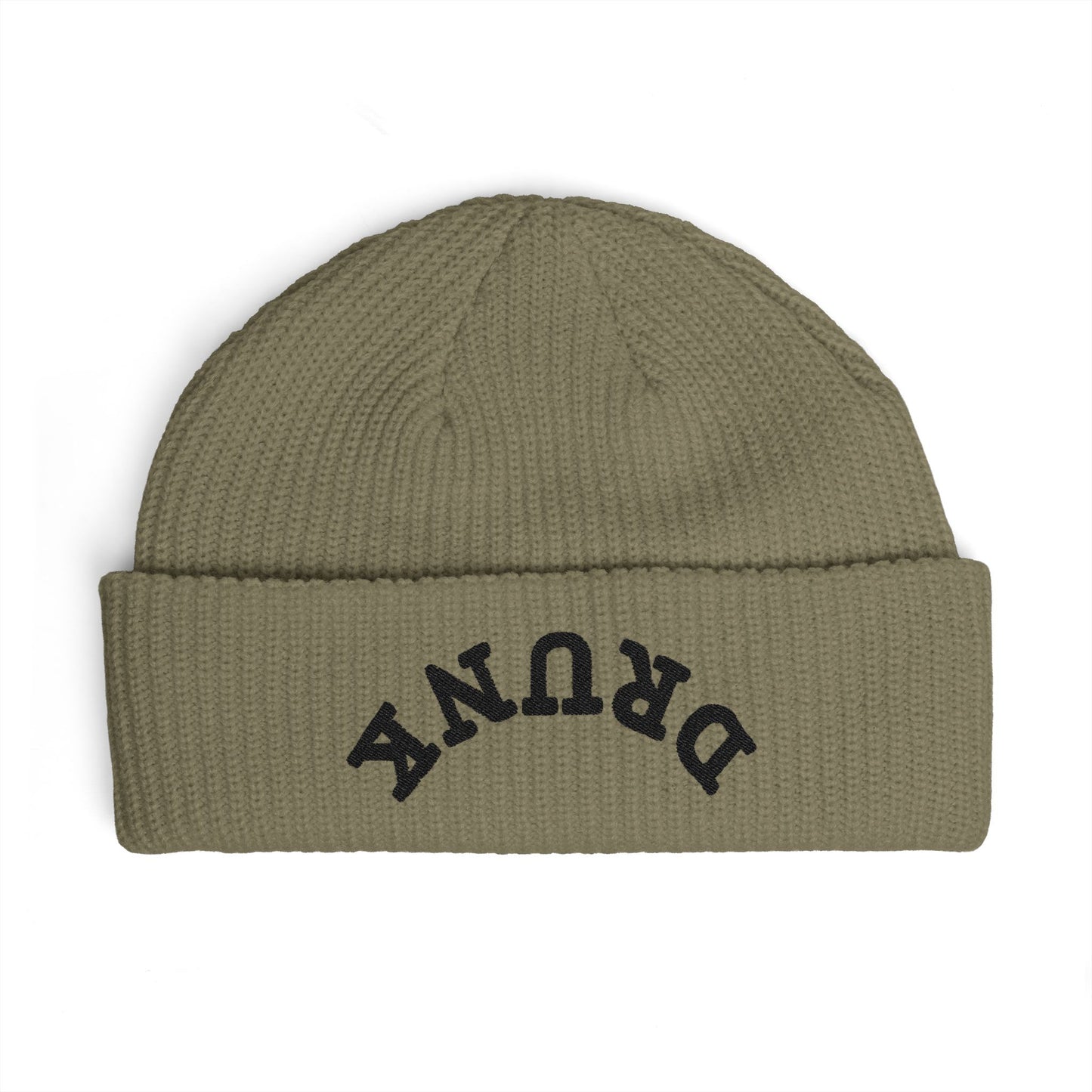 Cuff Beanie — 'DRUNK' Embroidered Cuffed Knit Hat (Streetwear Winter Beanie)