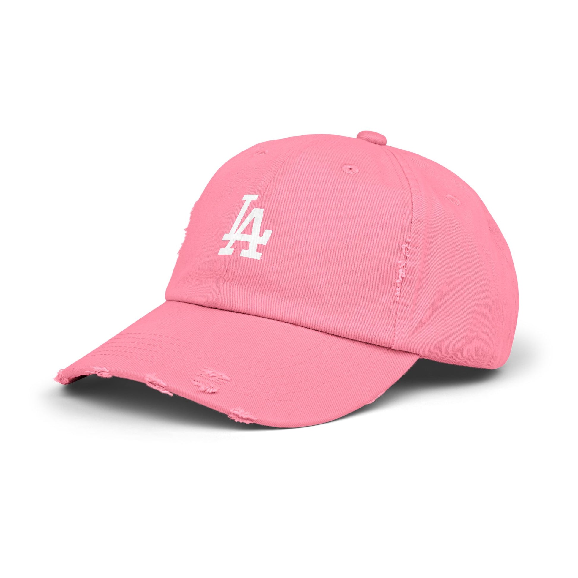 Distressed LA Baseball Cap — Vintage Black Dad Hat Hats Printify