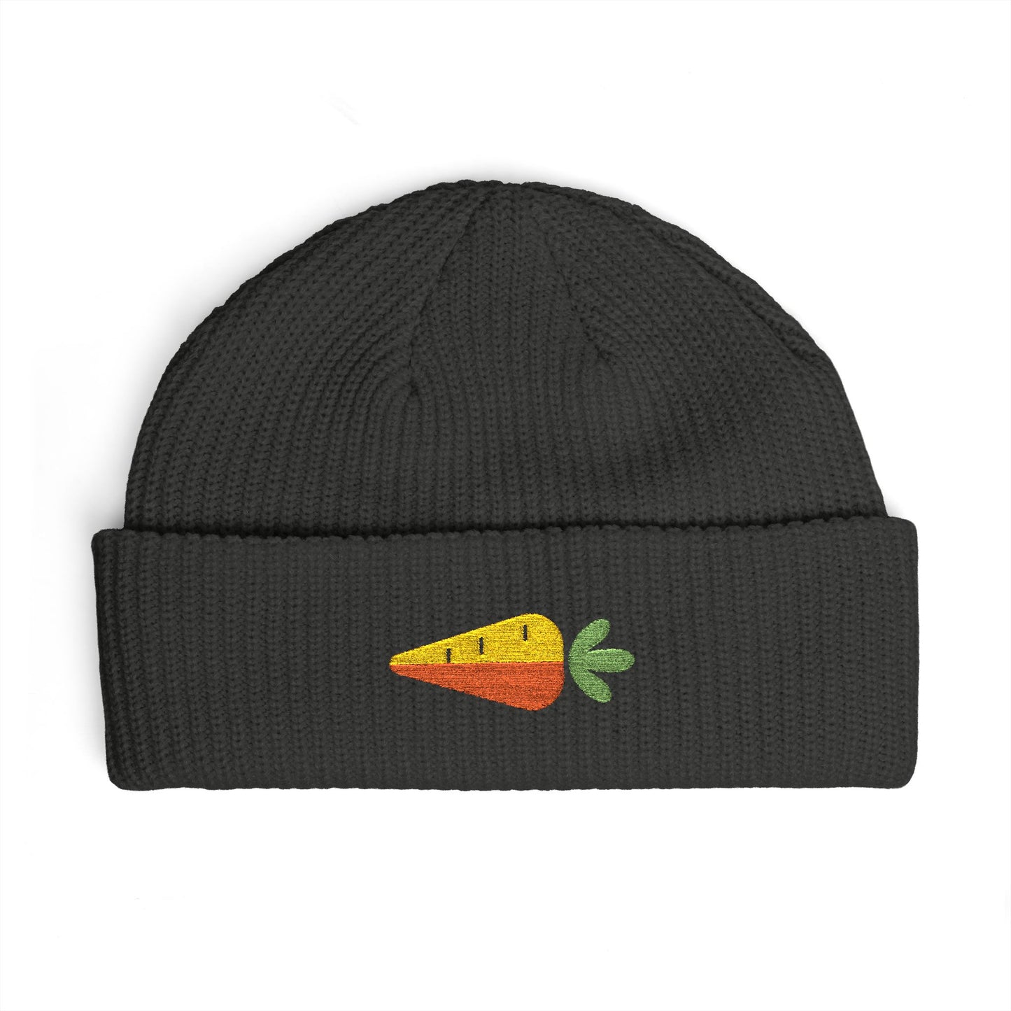 Embroidered Carrot Cuff Beanie Hats Printify One size Coal