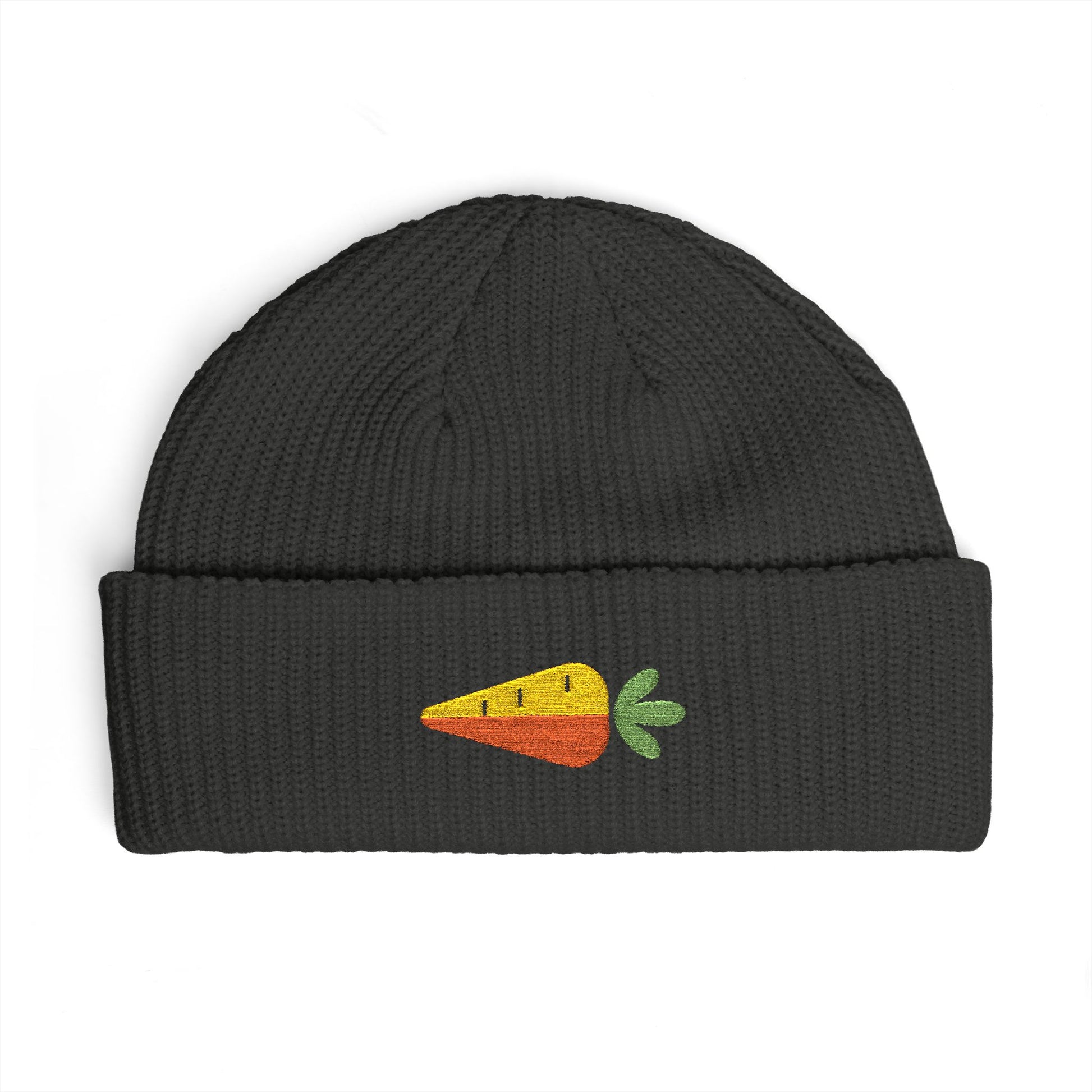 Embroidered Carrot Cuff Beanie Hats Printify One size Coal