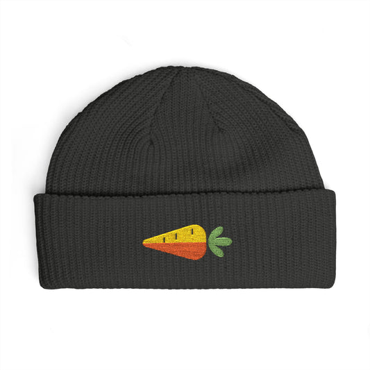 Embroidered Carrot Cuff Beanie Hats Printify One size Coal