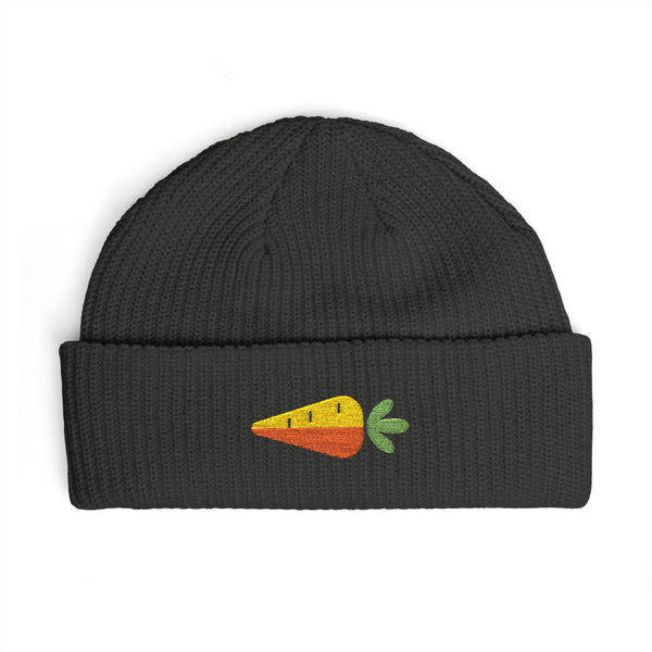 Embroidered Carrot Cuff Beanie Hats Printify One size Coal