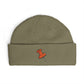 Cuff Beanie with Orange Pushpin Embroidery – Casual Streetwear Knit Hat Hats Printify One size Eucalyptus