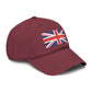 Washed Cotton Baseball Cap with Distressed Union Jack Patch