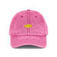 Embroidered Vintage Red Cap with Gold Lip Accent – Distressed Dad Hat Hats Printify One size Pink