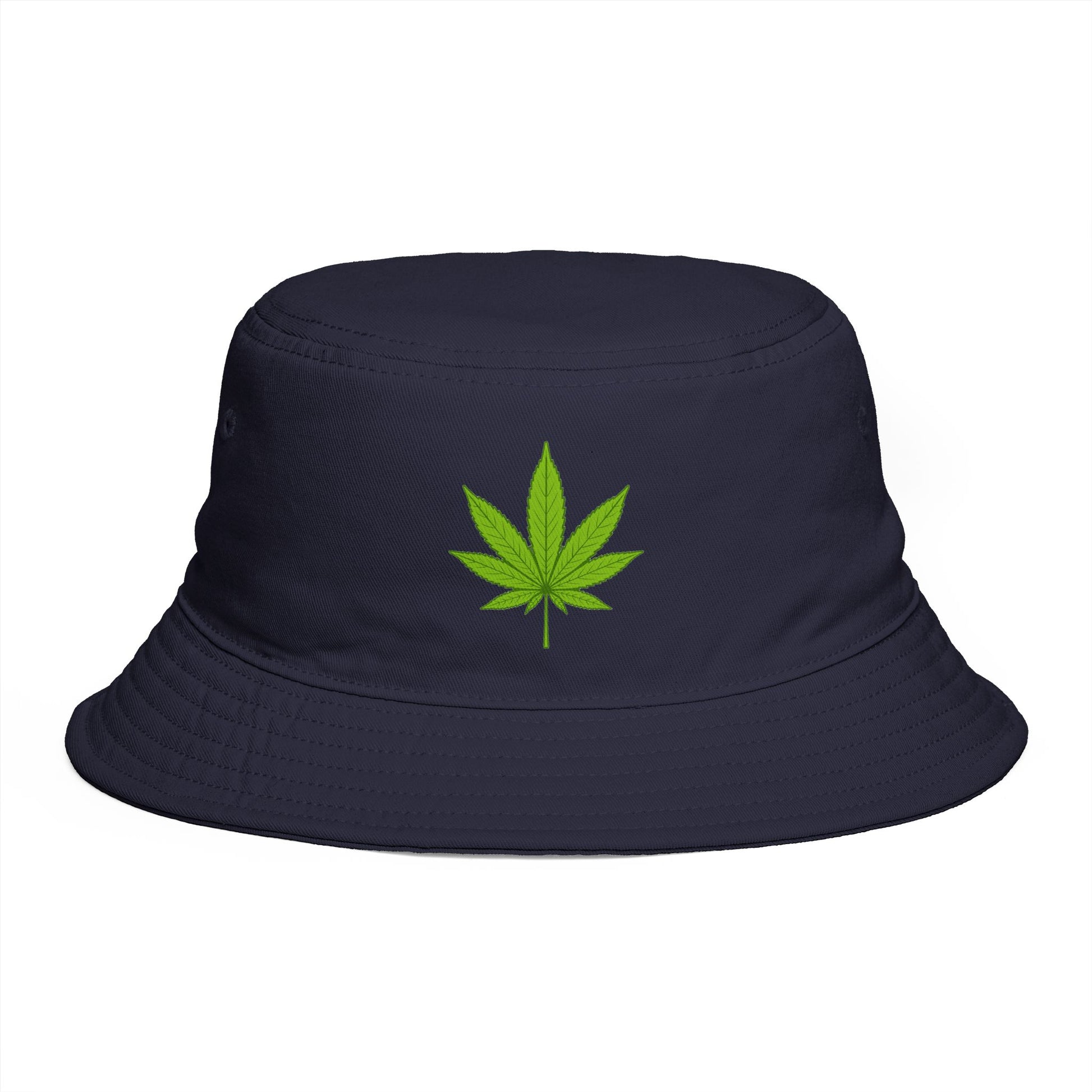 Cannabis Leaf Bucket Hat — Brown Marijuana Graphic Sun Hat Hats Printify One size Navy
