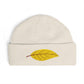 Embroidered Golden Leaf Cuff Beanie Hats Printify One size Ecru