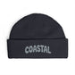 Coastal Cuff Beanie — Knit Winter Hat with 'COASTAL' Embroidered Seaglass Script Hats Printify One size Navy