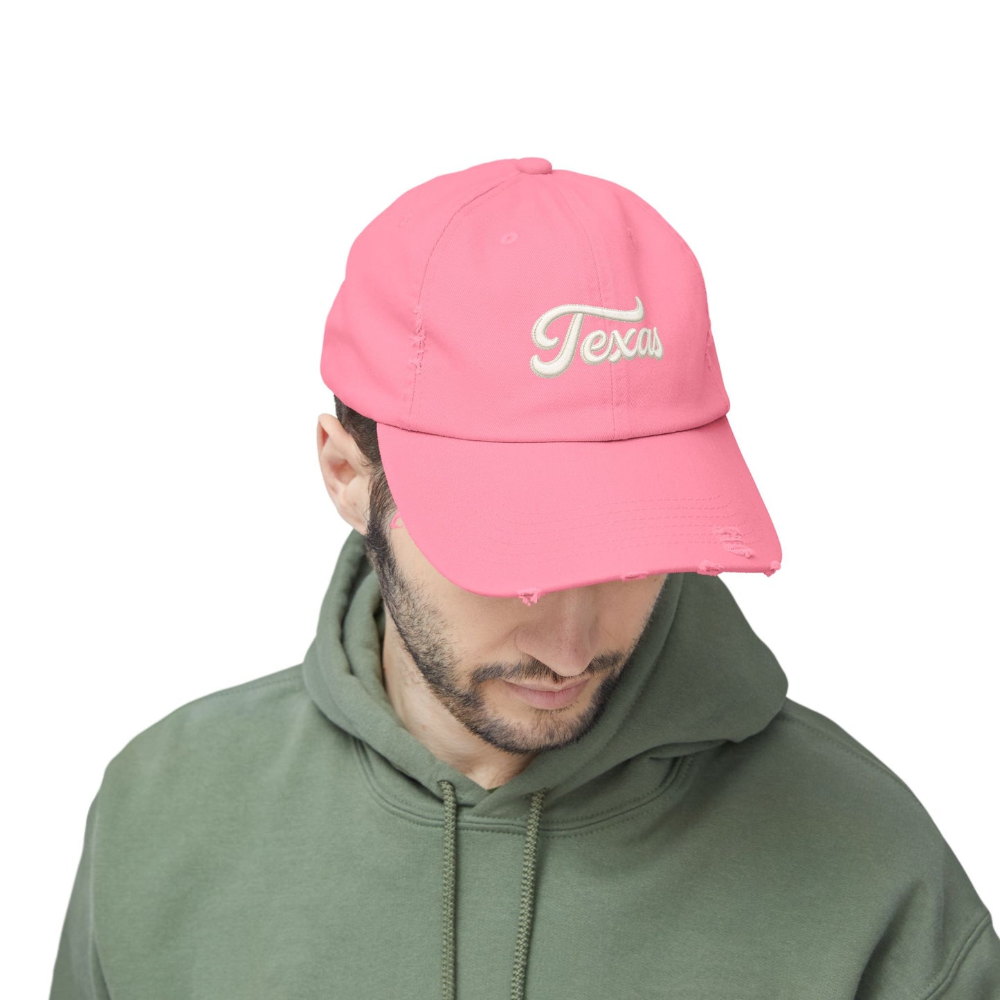 Texas Distressed Baseball Cap — Vintage Script Embroidered Hat
