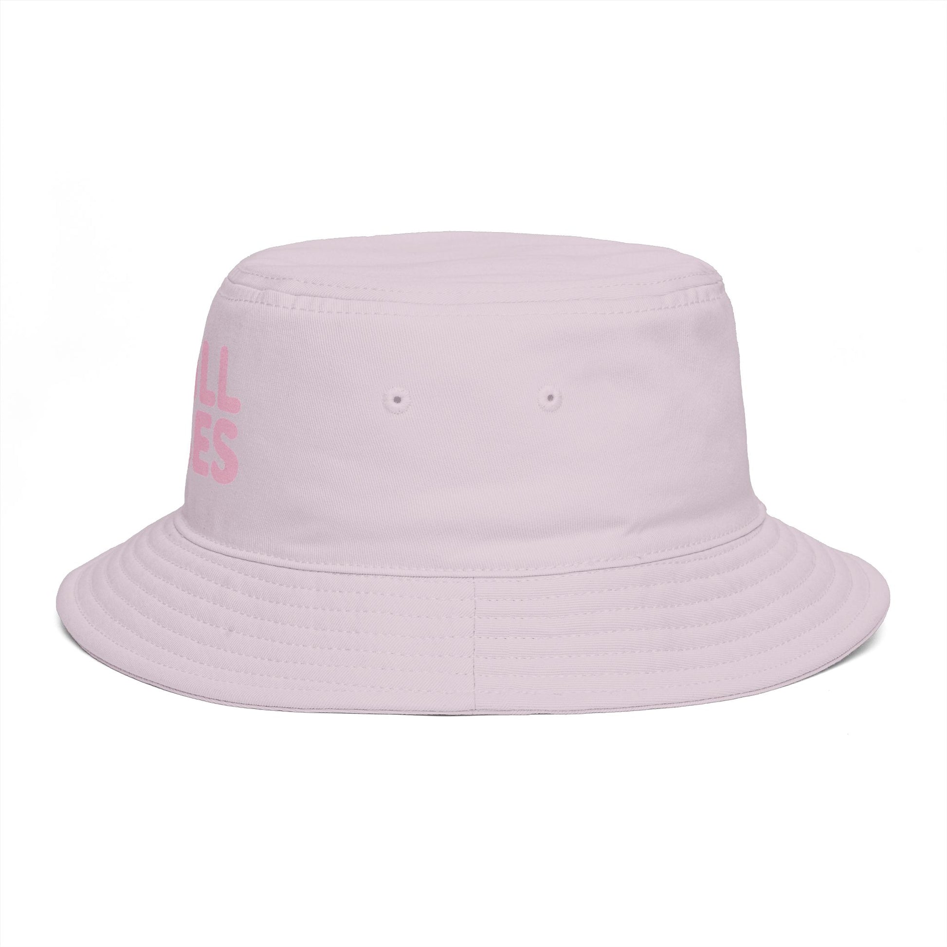Chill Vibes Bucket Hat — Retro Pink Text Cotton Sun Hat Hats Printify
