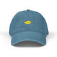 Embroidered Yellow Leaf Denim Hat — Minimal Nature Baseball Cap Hats Printify One size Blue