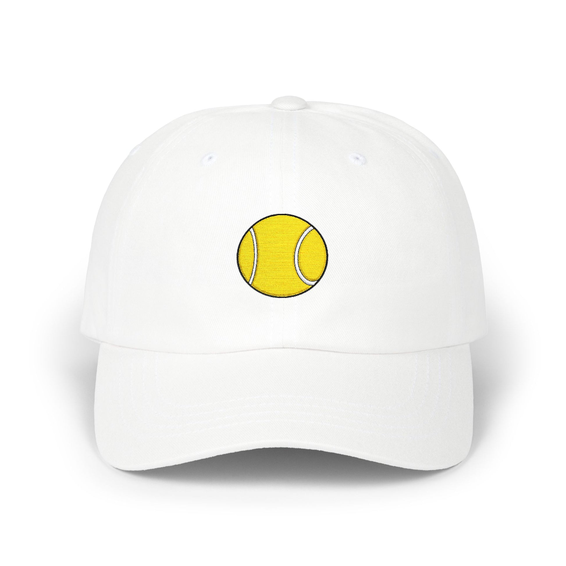 Tennis Ball Dad Cap — Minimal Embroidered Sports Hat Hats Printify White One size