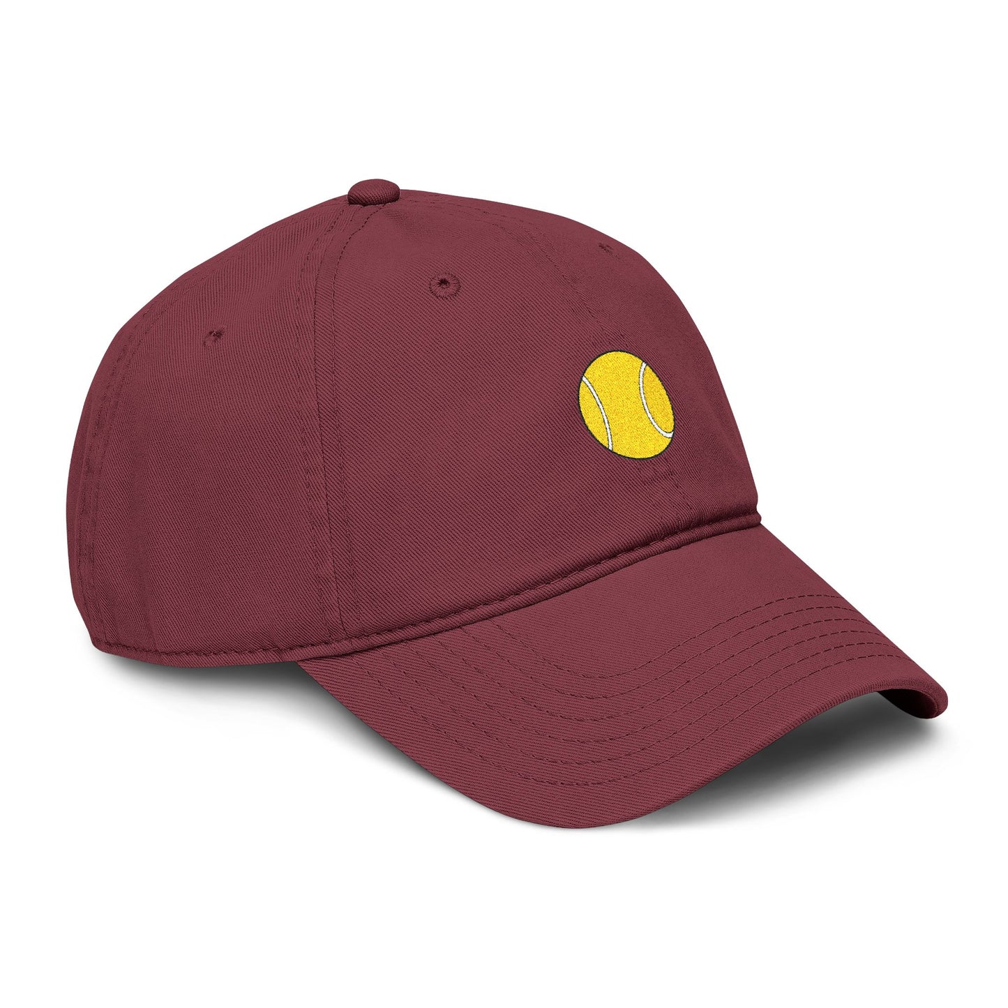 Washed Baseball Cap with Tiny Yellow Tennis Ball Embroidery