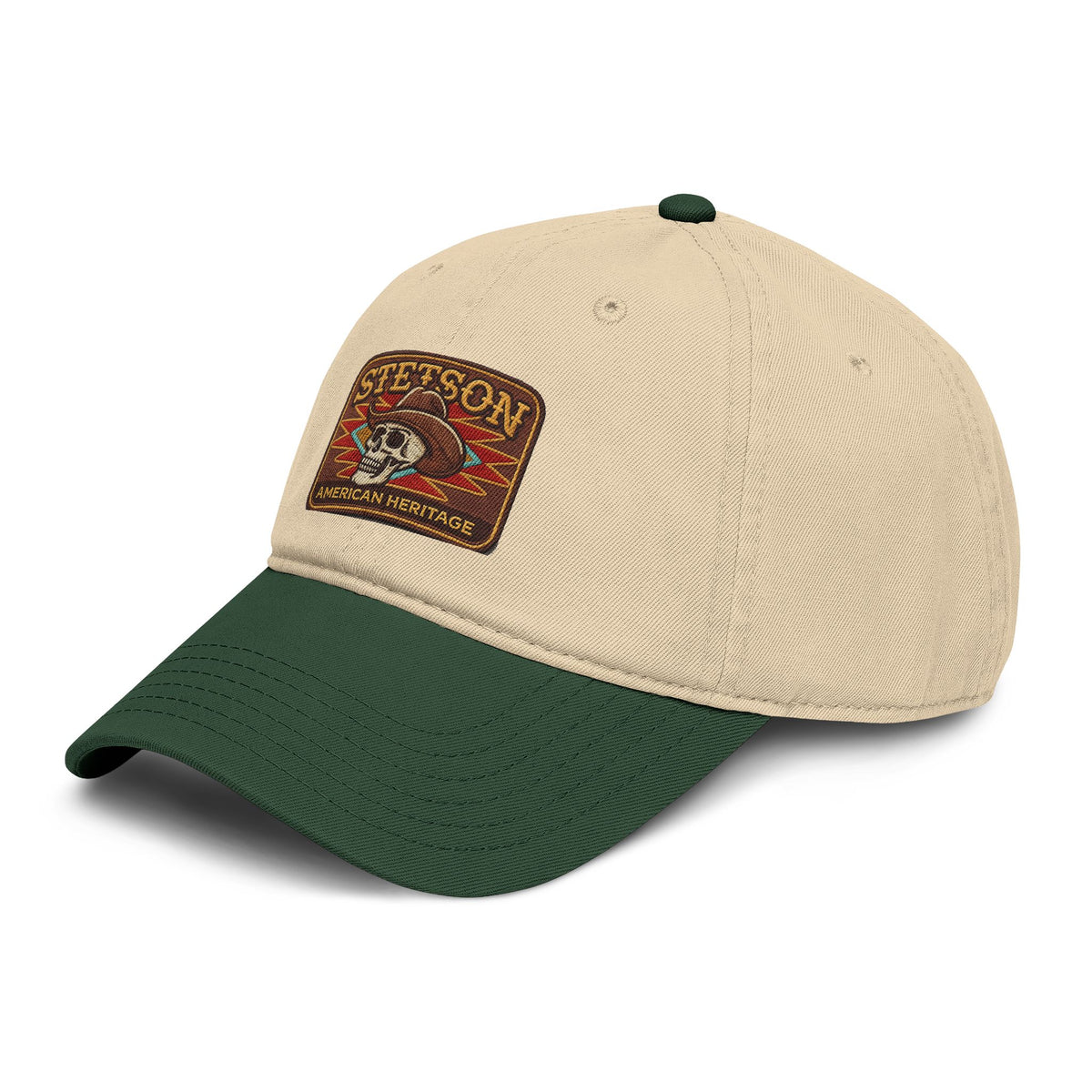 Stetson Skull Patch Baseball Cap — Vintage American Heritage Washed Hat Hats Printify