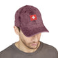 Red Vintage Embroidered Cross Cap - Washed Baseball Hat Hats Printify