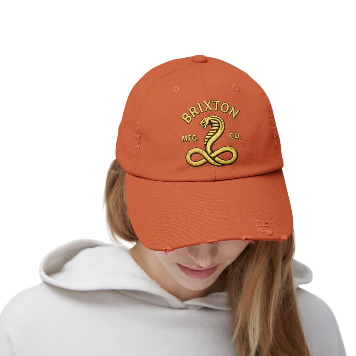 Distressed Brixton Cobra Cap — Vintage Embroidered Snake Hat Hats Printify