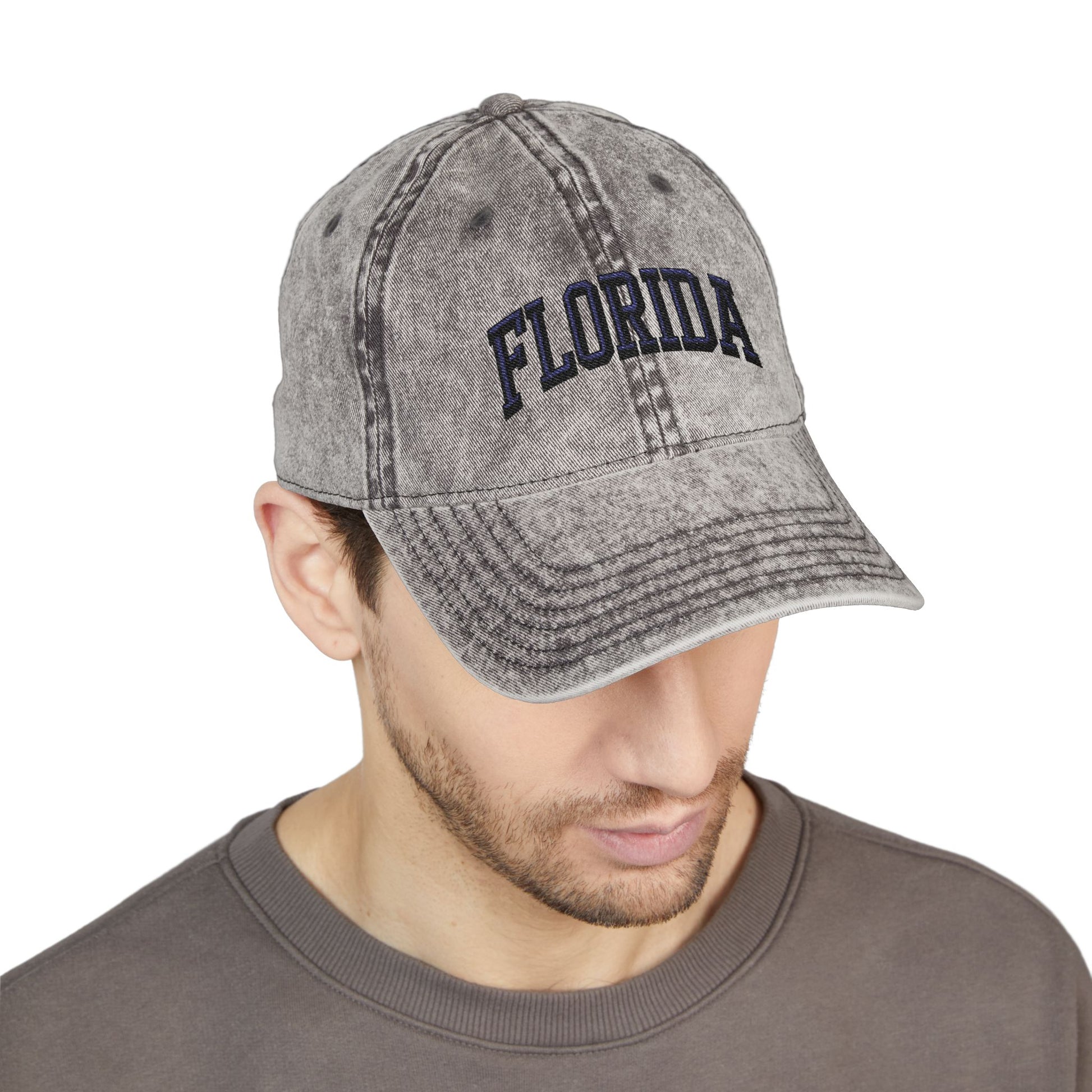Florida Vintage Embroidered Cap - Washed Red Dad Hat Hats Printify