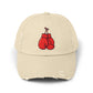 Boxing Gloves Distressed Cap - Red Gloves Dad Hat Hats Printify Stone One size