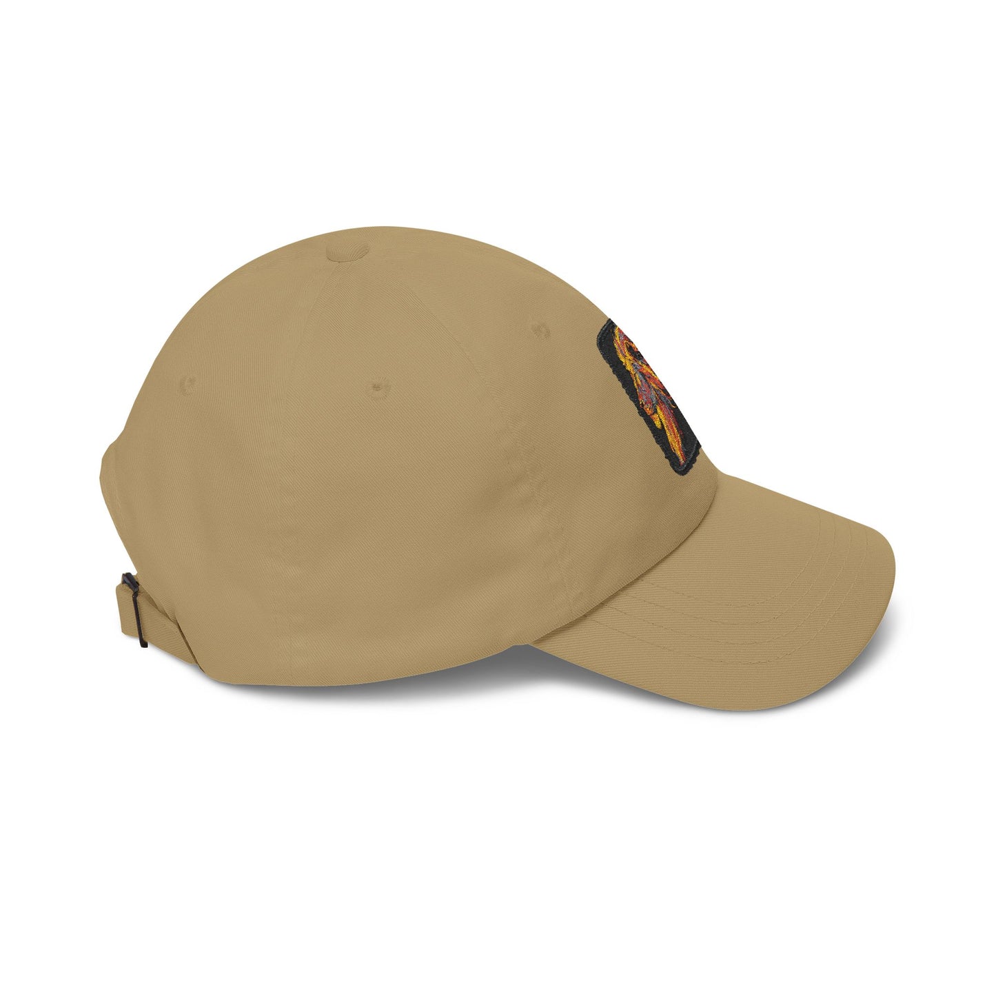 Dad Cap — Embroidered Fiery Lion Patch Baseball Hat Hats Printify
